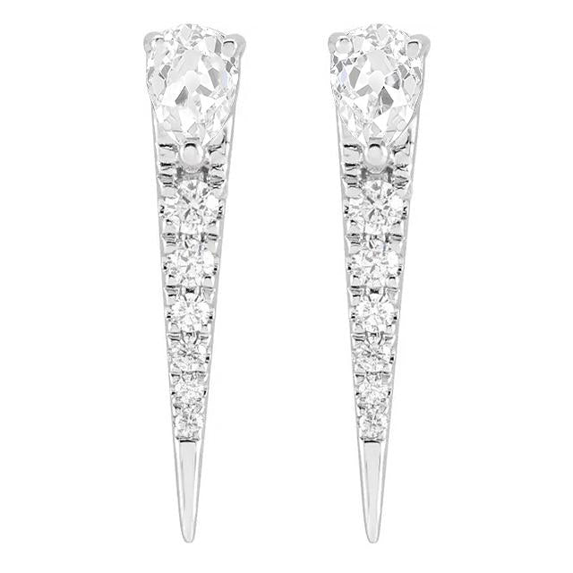 Boucles d'oreilles pendantes poire Vieux mineur et Véritable diamants ronds pour dames 4.50 Carats