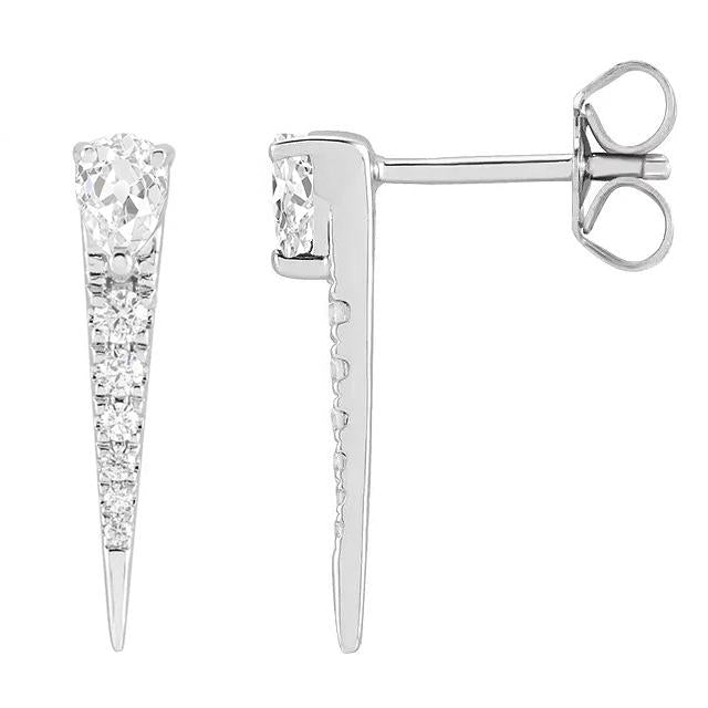 Boucles d'oreilles pendantes poire Vieux mineur et Véritable diamants ronds pour dames 4.50 Carats