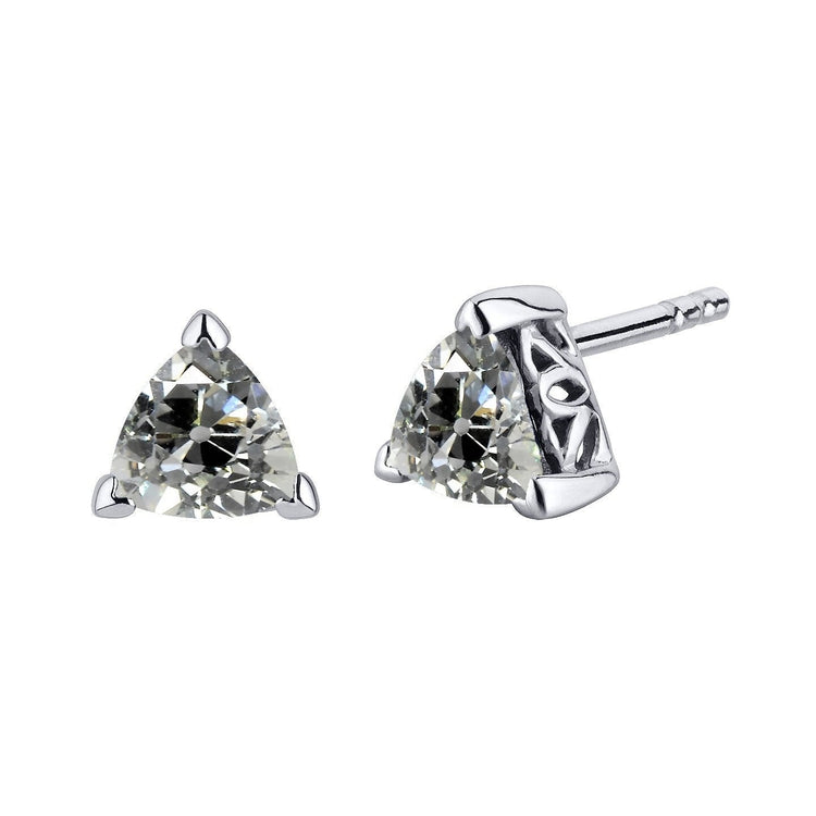 Boucles d'oreilles solitaires en Naturel diamants trillion Vieux mineur en or 3 carats 14K