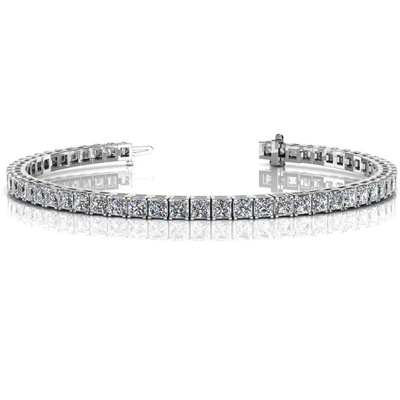 Bracaelet Tennis Pour Femmes à 9 Ct De Réel Diamants Princesses Bijoux En Or Blanc