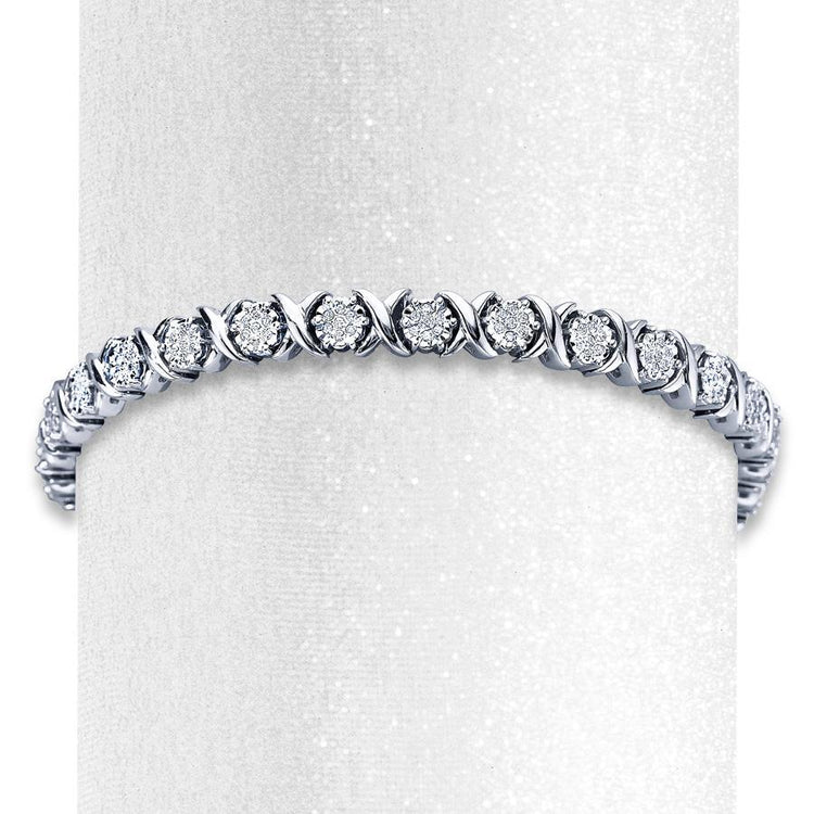 Bracelet A 3 Carats De Naturel Diamants Ronds 14K D'Or Blanc