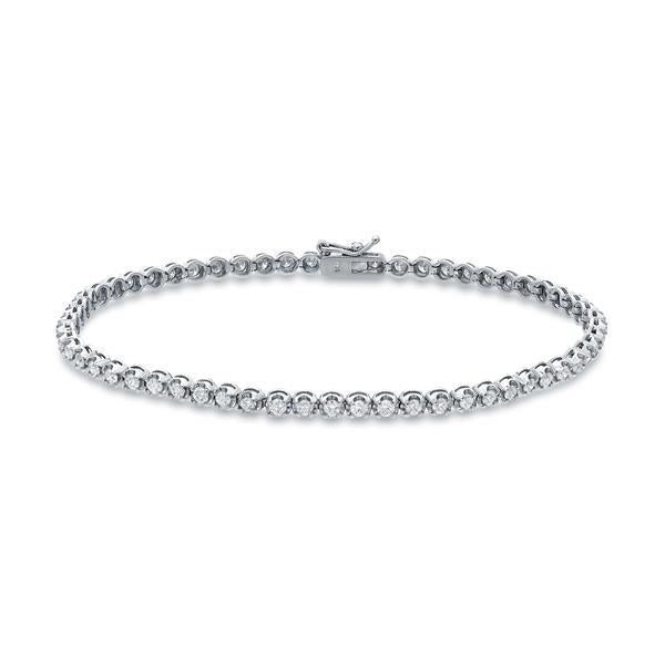 Bracelet À 4,20 Carats De Réel Diamants Ronds Bijoux À 14K D'Or Blanc