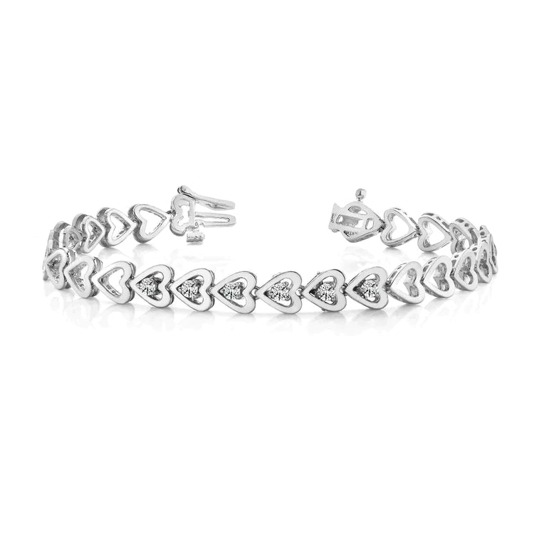 Bracelet Authentique Diamant Coeur Or Blanc
