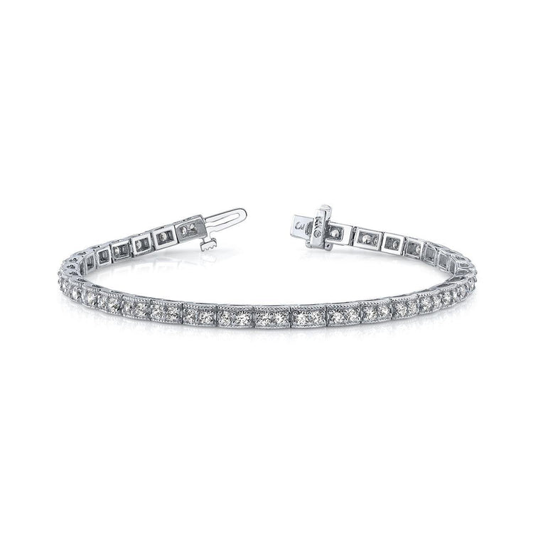 Bracelet Avec Double Vintage à 6,60 Carats De Réel Diamants Boîtes 14KD'Or Blanc