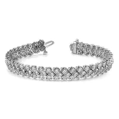 Bracelet Avec Lien De Huit Figure à 12 Ct De Véritable Diamants Ronds 14K D'Or Blanc