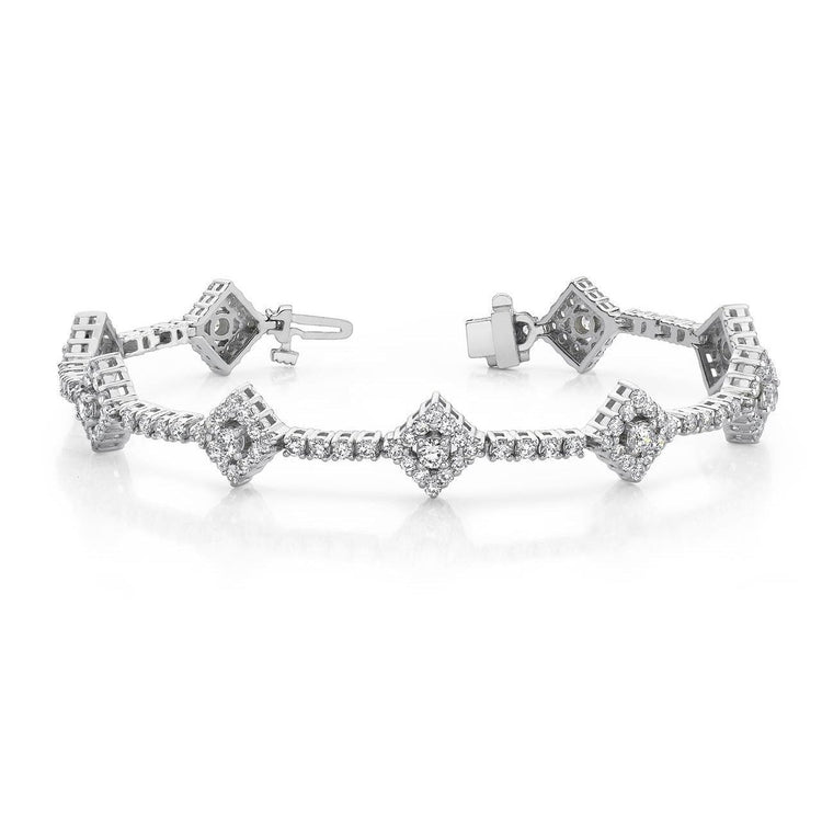 Bracelet Avec Liens À 7,25 Carats De Naturel Diamants Ronds Étincelants 14K D'Or Blanc