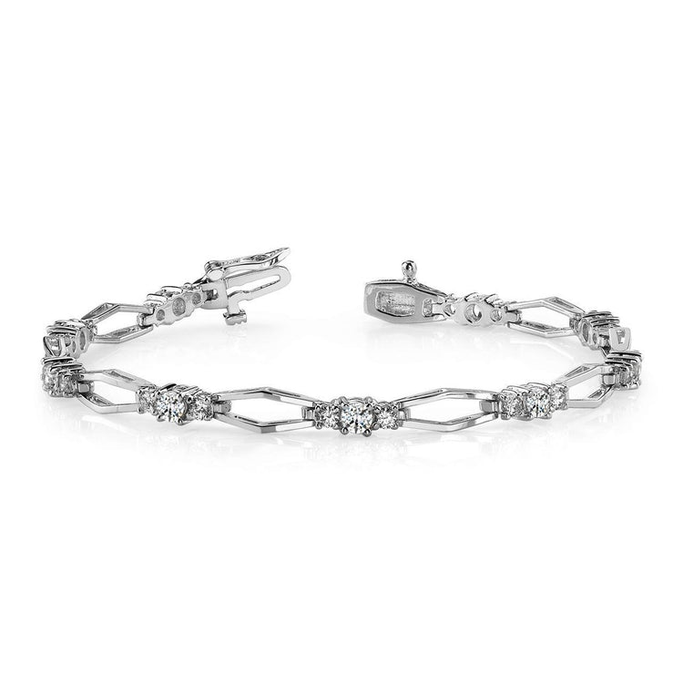 Bracelet Avec Liens à 4,50 Carats De Véritable Diamants Ronds Bijoux à 14K D'Or Blanc