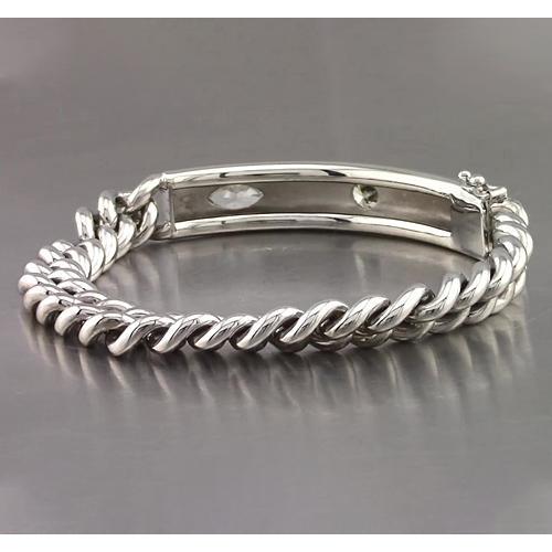 Bracelet Bar 4.50 Carats Bracelet Homme Ovale. Rond & Véritable Diamant Marquise