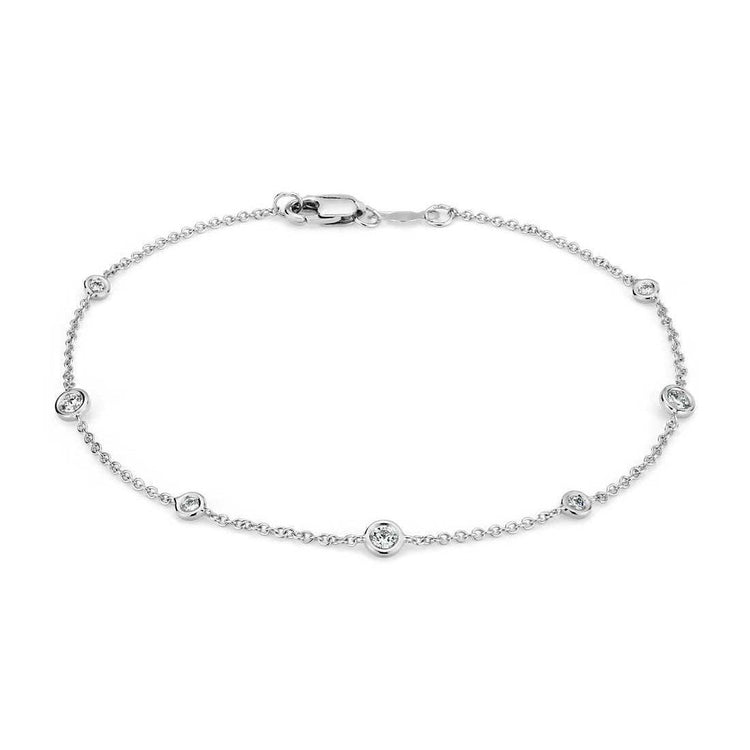 Bracelet Chaîne De Véritable Diamants Par La Station Yard Or Blanc 14K 3 Ct