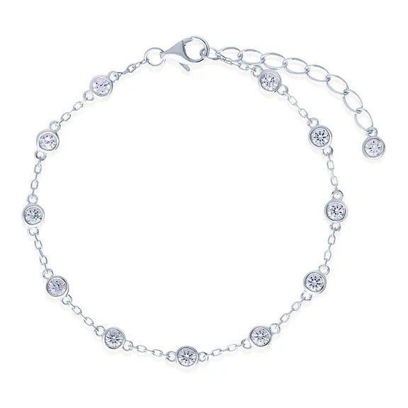 Bracelet Chaîne En Réel Diamant Rond Par Yard En Or Blanc 14K 3 Carats