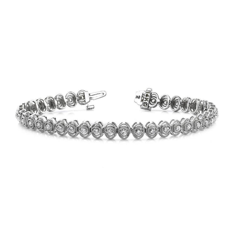 Bracelet Classique Avec Liens De Style Ovale À 3,80 Carats De Réel Diamants 14K D'Or Blanc
