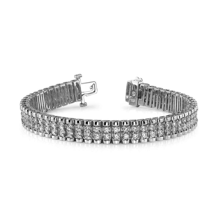 Bracelet Double à 5,50 Carats De Grands Véritable Diamants Ronds14K D'Or Blanc
