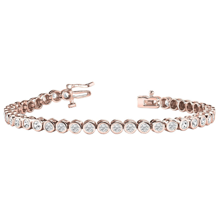 Bracelet En Biseau À 5,60 Carats De Diamants Ronds 14K D'Or Rose