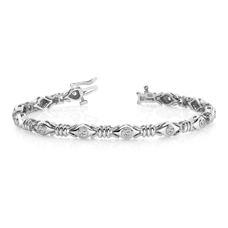 Bracelet En Biseau De X Liens à 4,20 Carats De Véritable Diamants Ronds Bijoux En Or Blanc