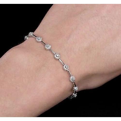 Bracelet En Biseau Pour Femme à 6 Carats De Réel Diamants Ronds Bijoux à 14K D'Or Blanc