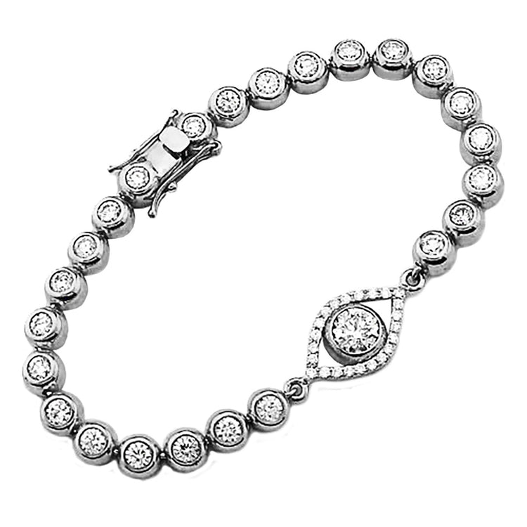 Bracelet En Biseau à 10,75 Carats De Naturel Diamants Mauvais oeil 14K D'Or Jaune