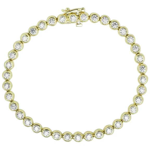 Bracelet En Biseau à 5,70 Carats De Réel Diamants Ronds Étincelants 14K D'Or Jaune