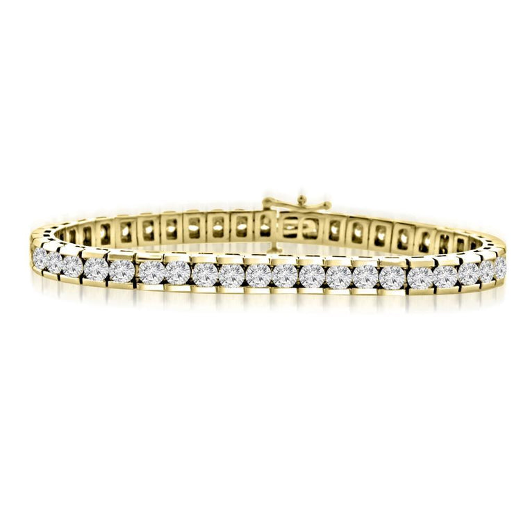 Bracelet En Chaînes à 8,80 Carats De Véritable Diamants Ronds 14K D'Or Jaune