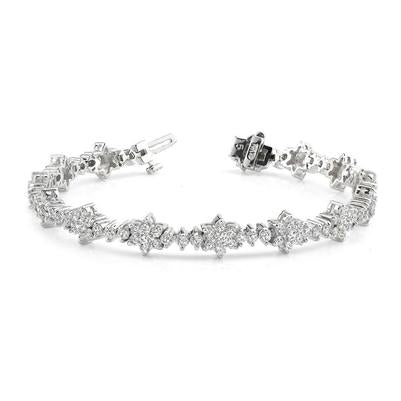 Bracelet En Groupe À 8 Ct De Naturel Diamants Ronds Brillants 14K D'Or Blanc