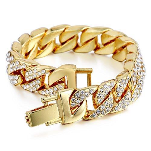 Bracelet En Naturel Diamant Pour Homme à Maillons Cubains 10 Carats