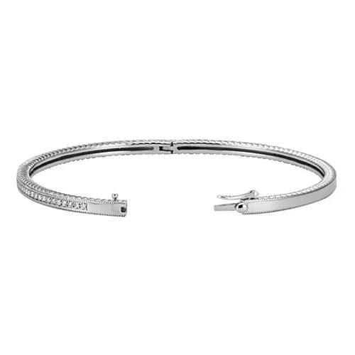 Bracelet En Or Blanc 14K Avec 2,40 Ct De Réel Diamants Ronds Sertis En Pavé