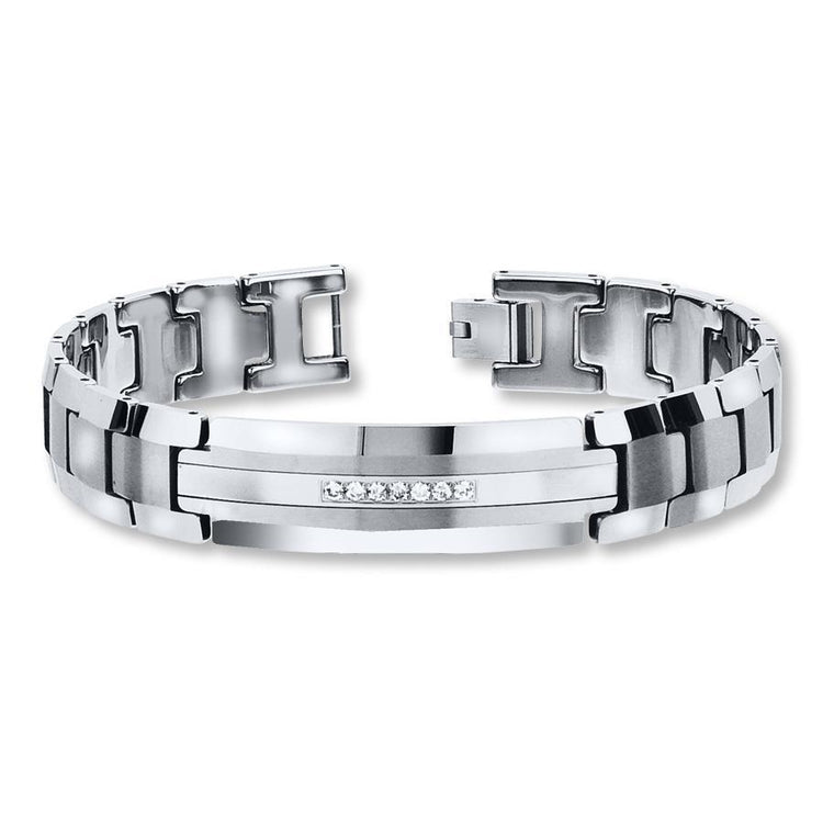 Bracelet En Or Blanc 14K Avec Réel Diamants De Forme Ronde Bijoux Pour Hommes 1.05 Carats
