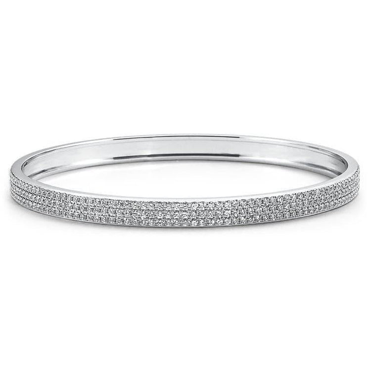 Bracelet En Or Blanc De 14K Avec Réel Diamand Rond Brilliant De 8,50 Carats