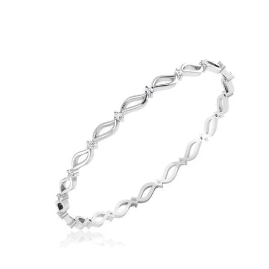 Bracelet En Or Blanc De 14K Avec Réel Diamants De Taille Ronde De 2,85 Carats