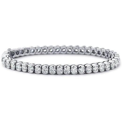 Bracelet En Or Blanc à 10 Carats De Véritable Diamants Ronds