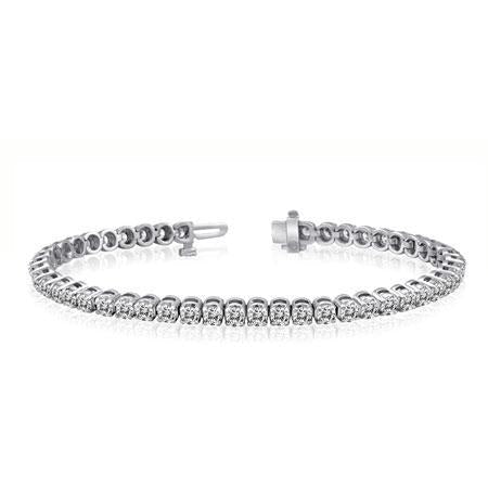 Bracelet En Or Blanc à 7 Carats De Réel Diamants Ronds