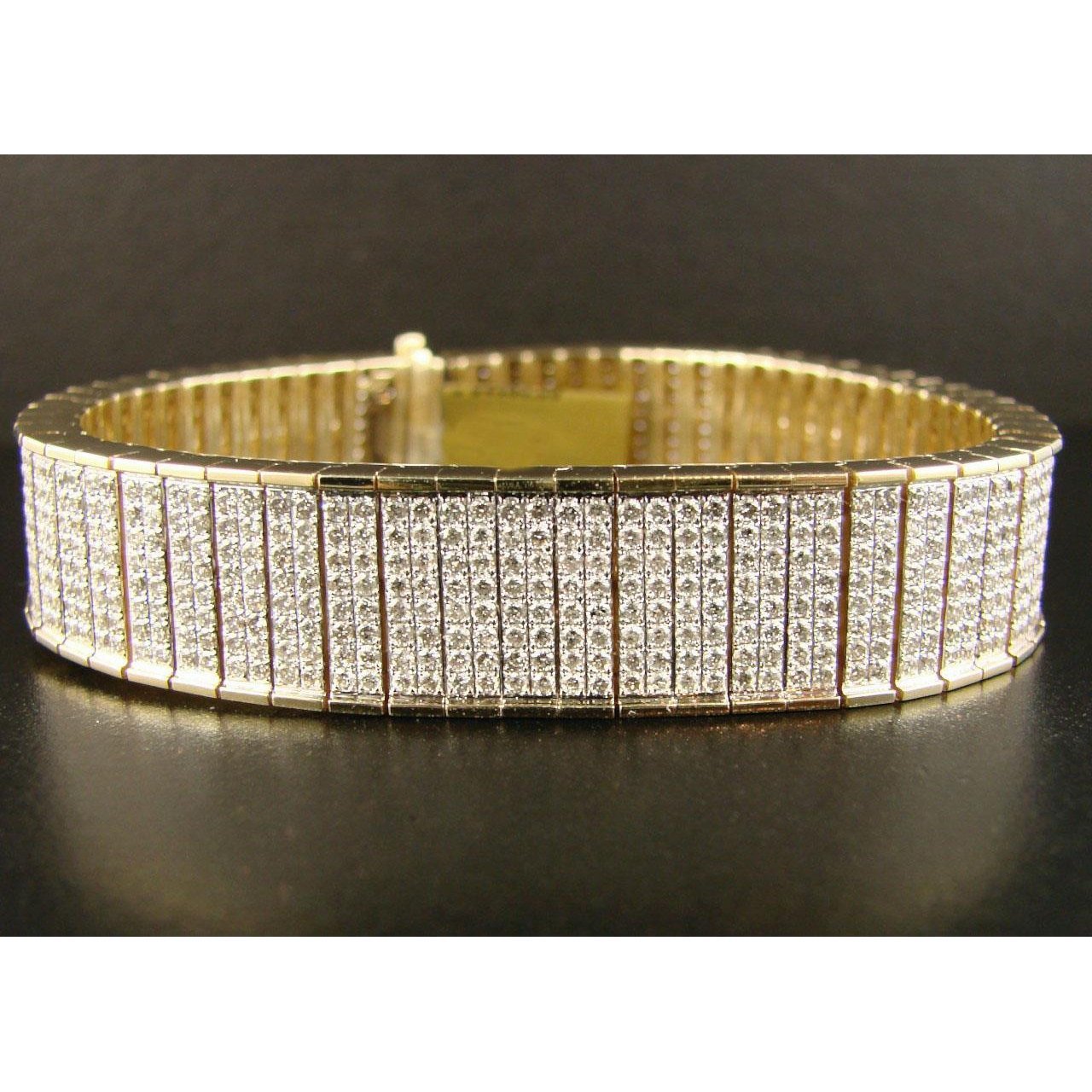 Bracelet En Or Jaune 14K 18 Carats Avec Naturel Diamants Coupe Ronde Bijoux Pour Hommes