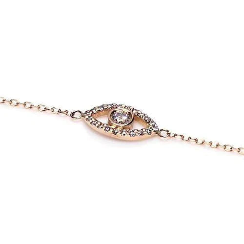 Bracelet En Or Jaune De 1,30 Carats Réel Diamant Serti D'une Lunette En Forme D'oeil Bijoux
