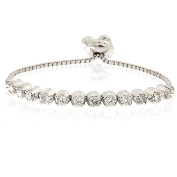 Bracelet En Or Massif 14K Avec Réel Diamants Ronds De 3 Carats Sertis En Griffe