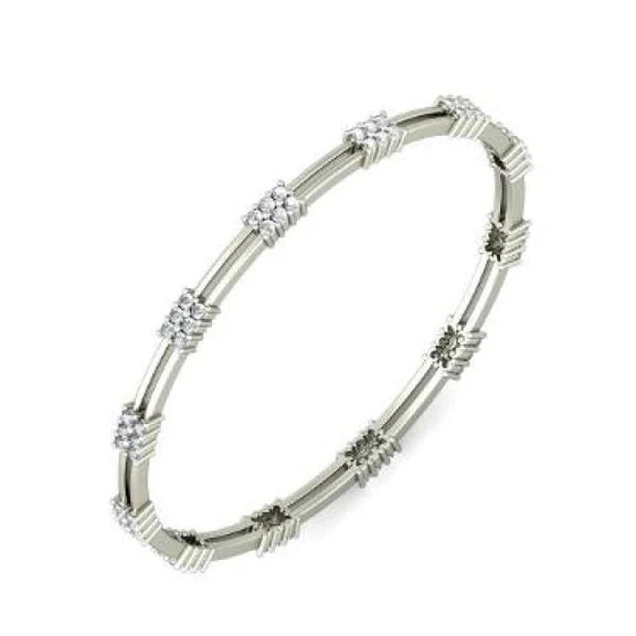 Bracelet En Réel Diamant Rond De 3.60 Ct En Or Blanc 14K