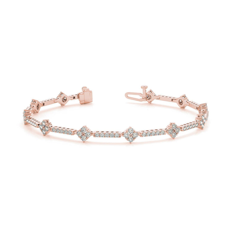 Bracelet Femme Véritable Diamant Rond Scintillant 6 Carats Or Rose 14K
