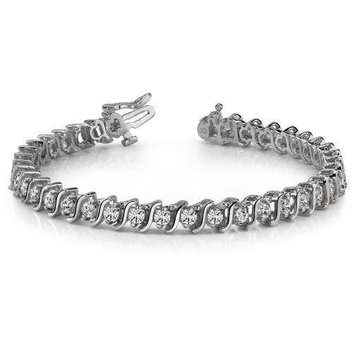 Bracelet Fennis En Er Et Réel Diamants à Maillons En S Pour Femme
