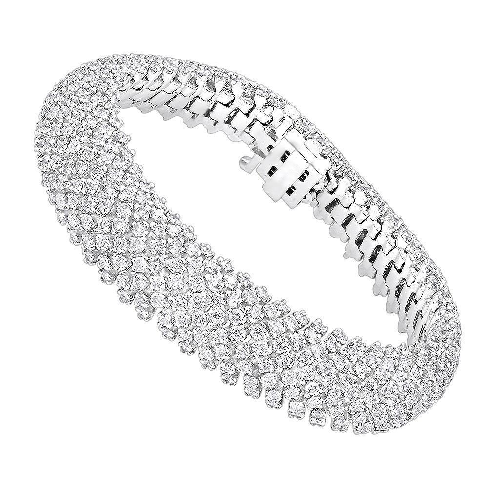 Bracelet Homme 17 Carats Naturel Diamants Taille Ronde Or Blanc 14K