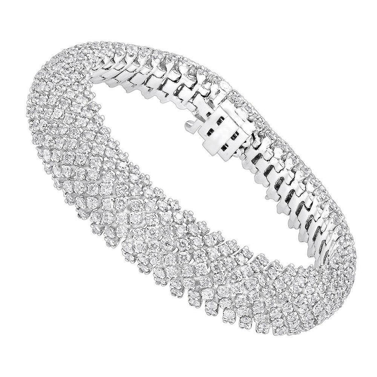 Bracelet Homme 17 Carats Naturel Diamants Taille Ronde Or Blanc 14K