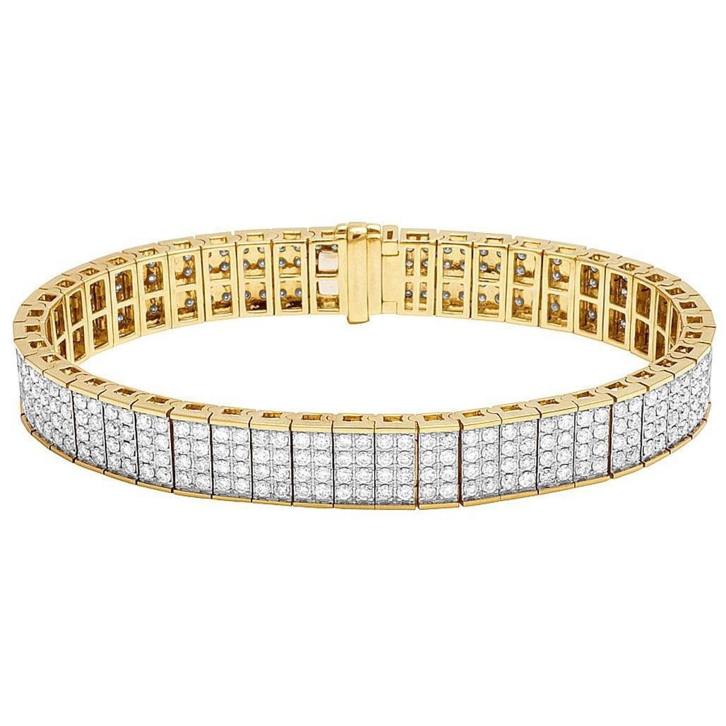Bracelet Homme Coupe Ronde 10.56 Carats Avec Petits Réel Diamants
