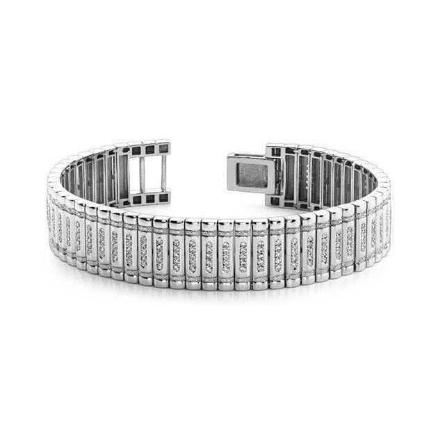 Bracelet Homme En Or Blanc 14K Avec Naturel Diamants Ronds 7.60 Carats