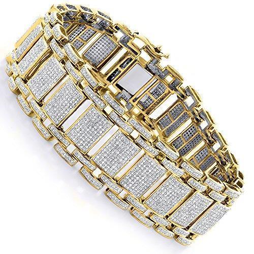 Bracelet Homme En Or Jaune 14 Carats Coupe Ronde 25 Carats Bijoux En Naturel Diamant