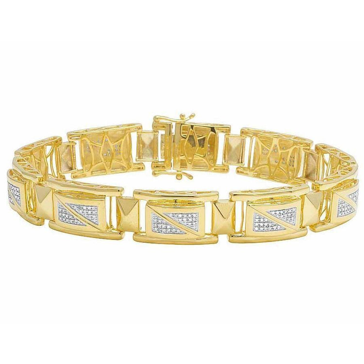 Bracelet Homme Naturel Diamant Rond 5 Carats Or Jaune 14K
