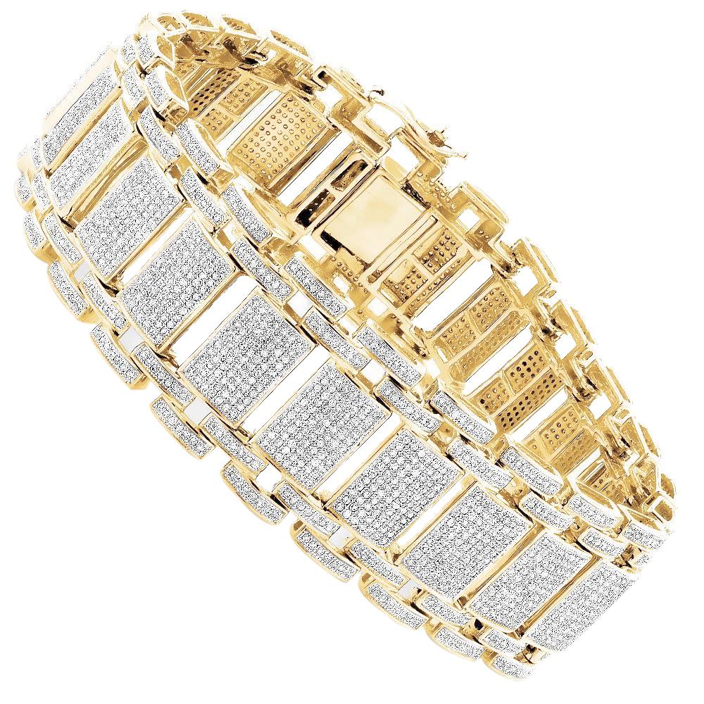 Bracelet Homme Naturel Diamants Scintillants 14.50 Carats Or Jaune 14K