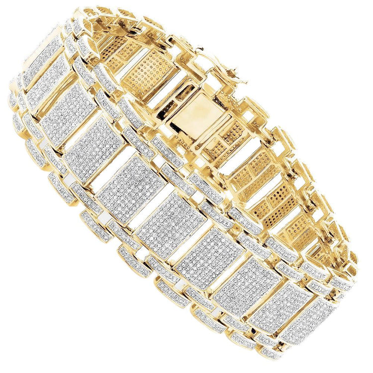 Bracelet Homme Naturel Diamants Scintillants 14.50 Carats Or Jaune 14K