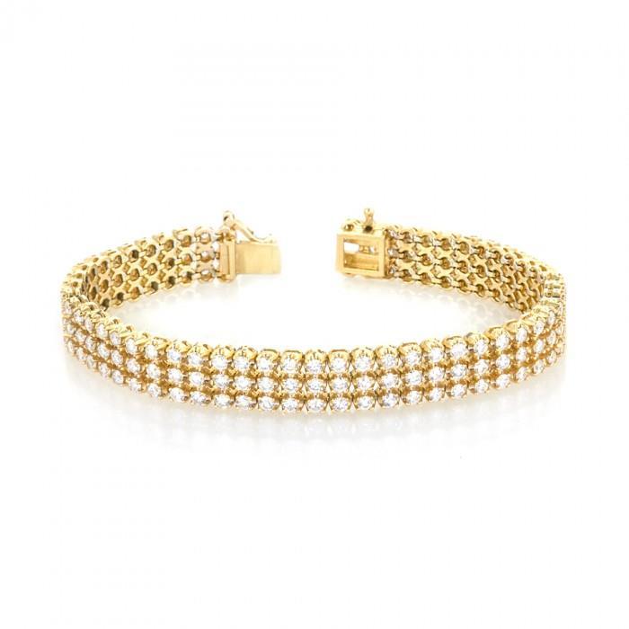 Bracelet Homme Naturel Diamants Taille Ronde 14 Carats Or Jaune 14K Nouveau