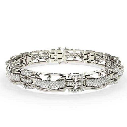 Bracelet Homme Or Blanc 14K 12.25 Carats Naturel Diamants Neuf
