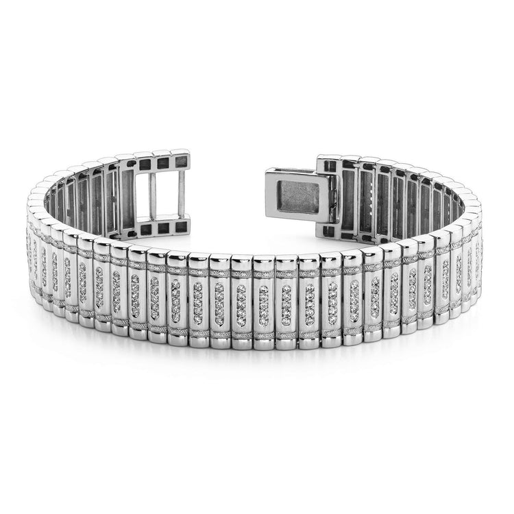 Bracelet Homme Or Blanc 14K Petit 8 Carats Véritable Diamants