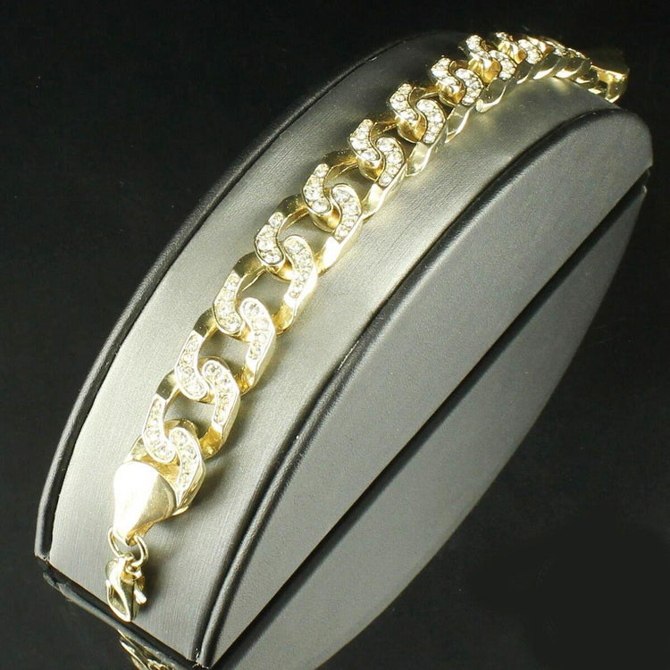 Bracelet Homme Réel Diamant Coupe Ronde 3.50 Carats En Or Jaune Massif 14K