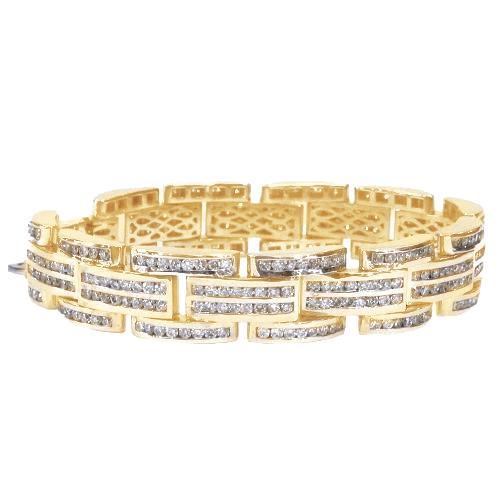 Bracelet Homme Réel Diamant Or Jaune 14K Bijoux 17.60 Carats
