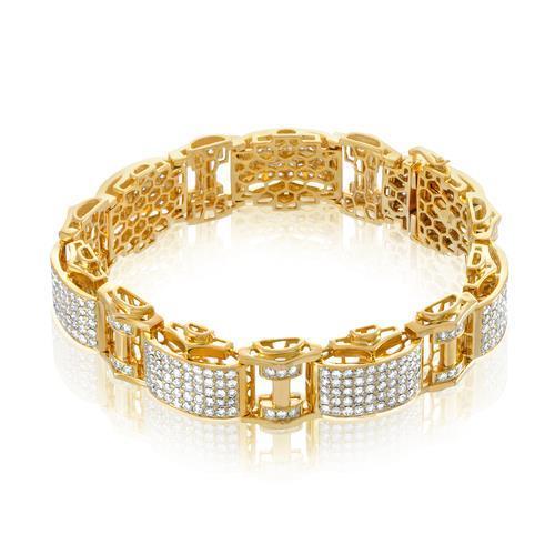 Bracelet Homme Réel Diamant Rond 12 Carats Or Jaune 14K